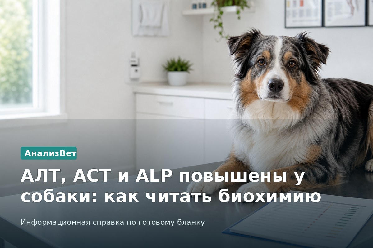 Инфографика АнализВет: АЛТ, АСТ и ALP повышены у собаки: как читать биохимию