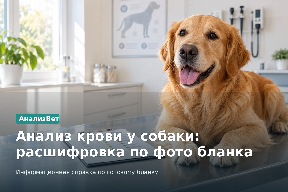 Инфографика АнализВет: Анализ крови у собаки: расшифровка по фото бланка