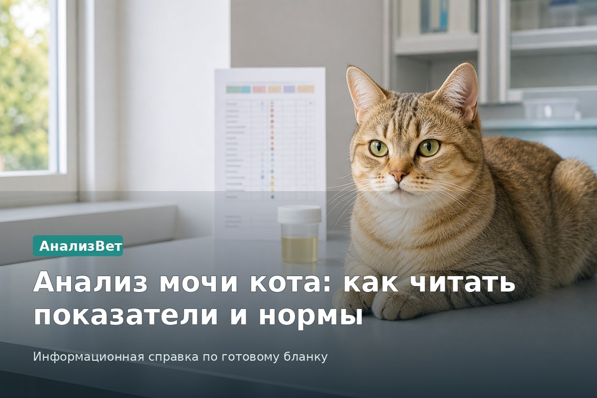 Инфографика АнализВет: Анализ мочи кота: как читать показатели и нормы