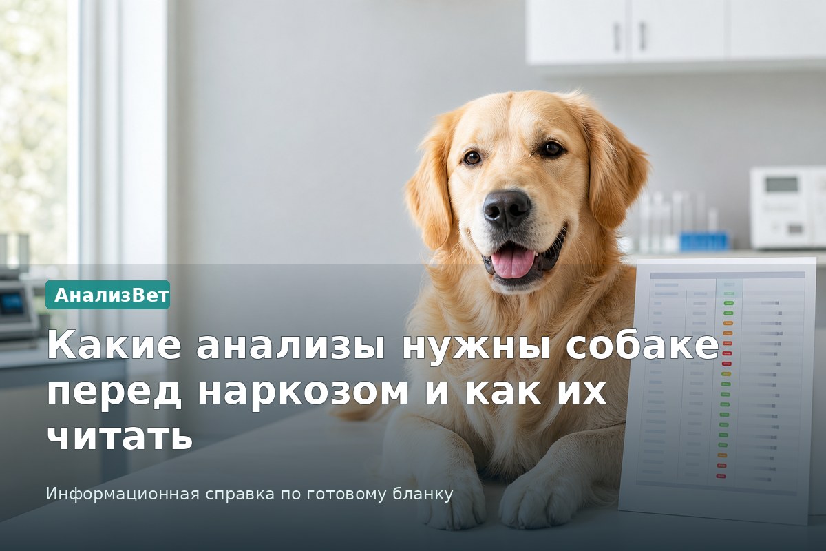Инфографика АнализВет: Какие анализы нужны собаке перед наркозом и как их читать