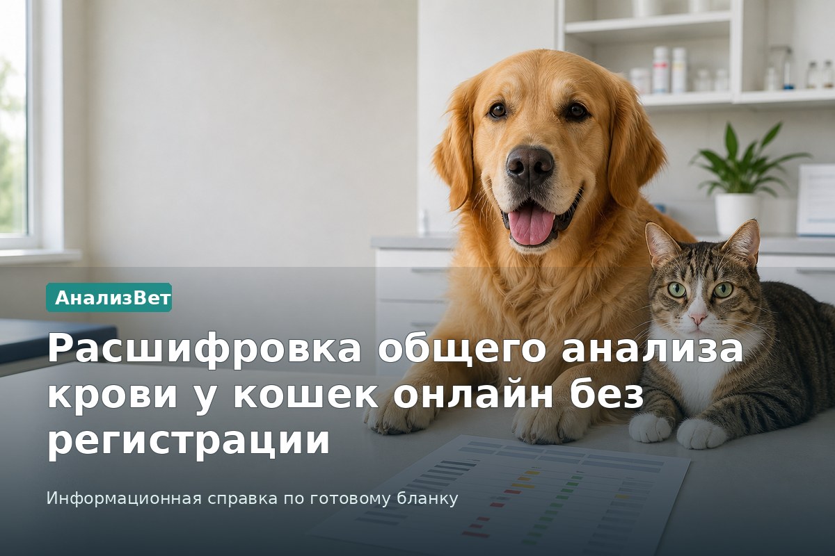 Инфографика АнализВет: Расшифровка общего анализа крови у кошек онлайн без регистрации