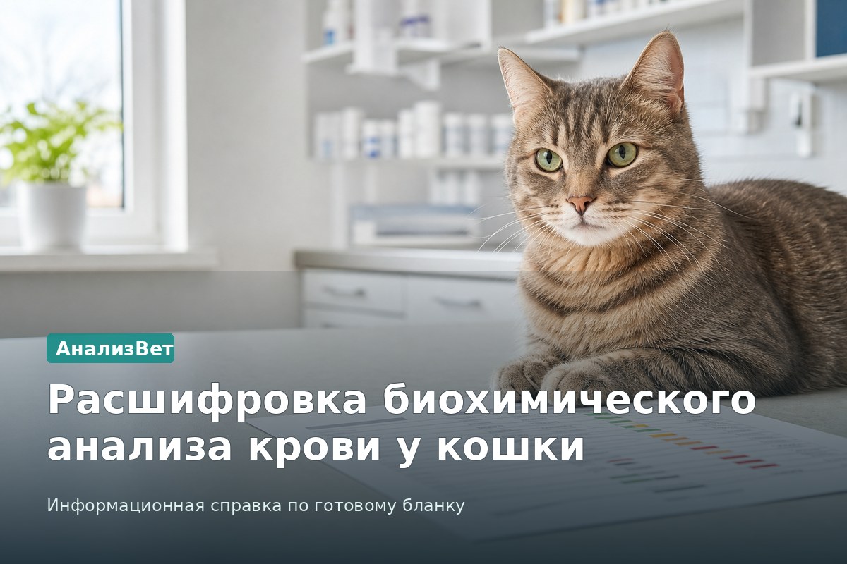 Инфографика АнализВет: Расшифровка биохимического анализа крови у кошки
