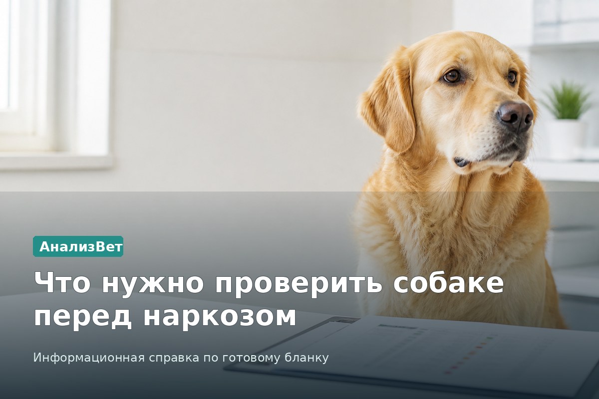 Инфографика АнализВет: Что нужно проверить собаке перед наркозом