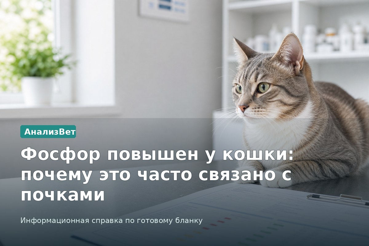 Инфографика АнализВет: Фосфор повышен у кошки: почему это часто связано с почками