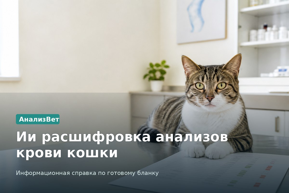 Инфографика АнализВет: Ии расшифровка анализов крови кошки