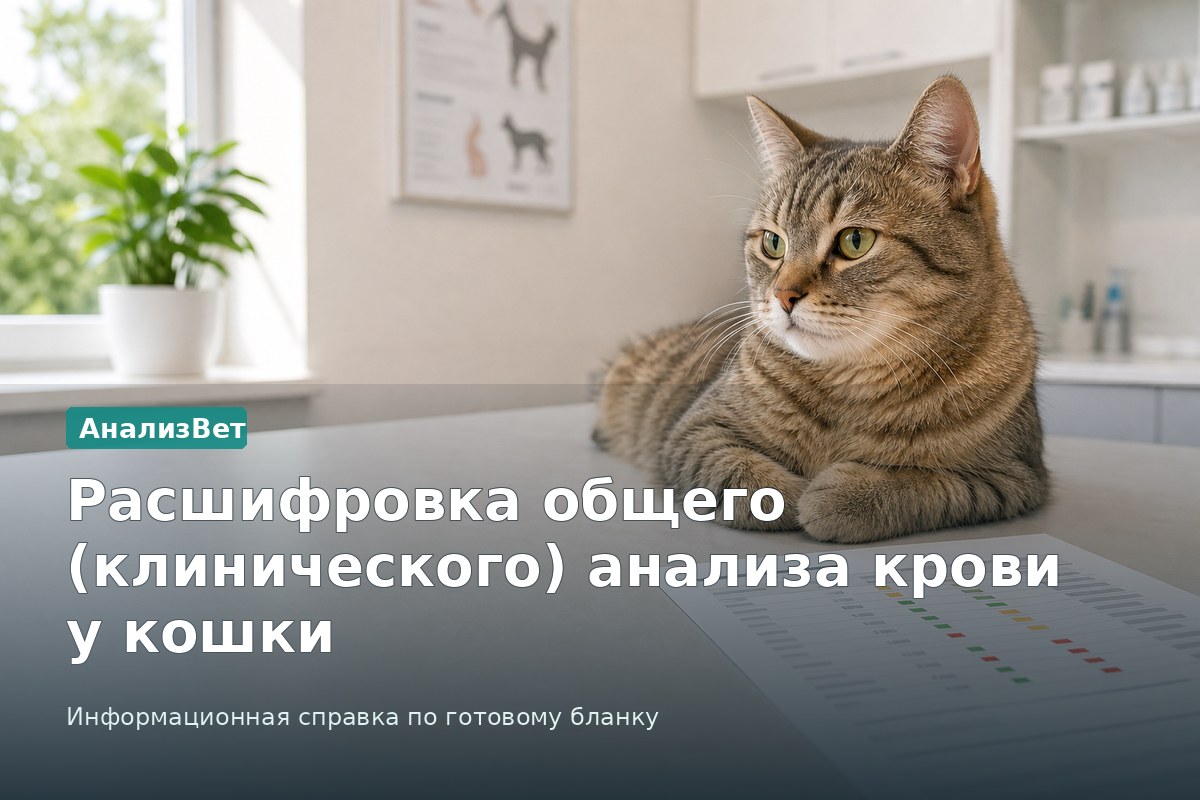 Инфографика АнализВет: Расшифровка общего (клинического) анализа крови у кошки