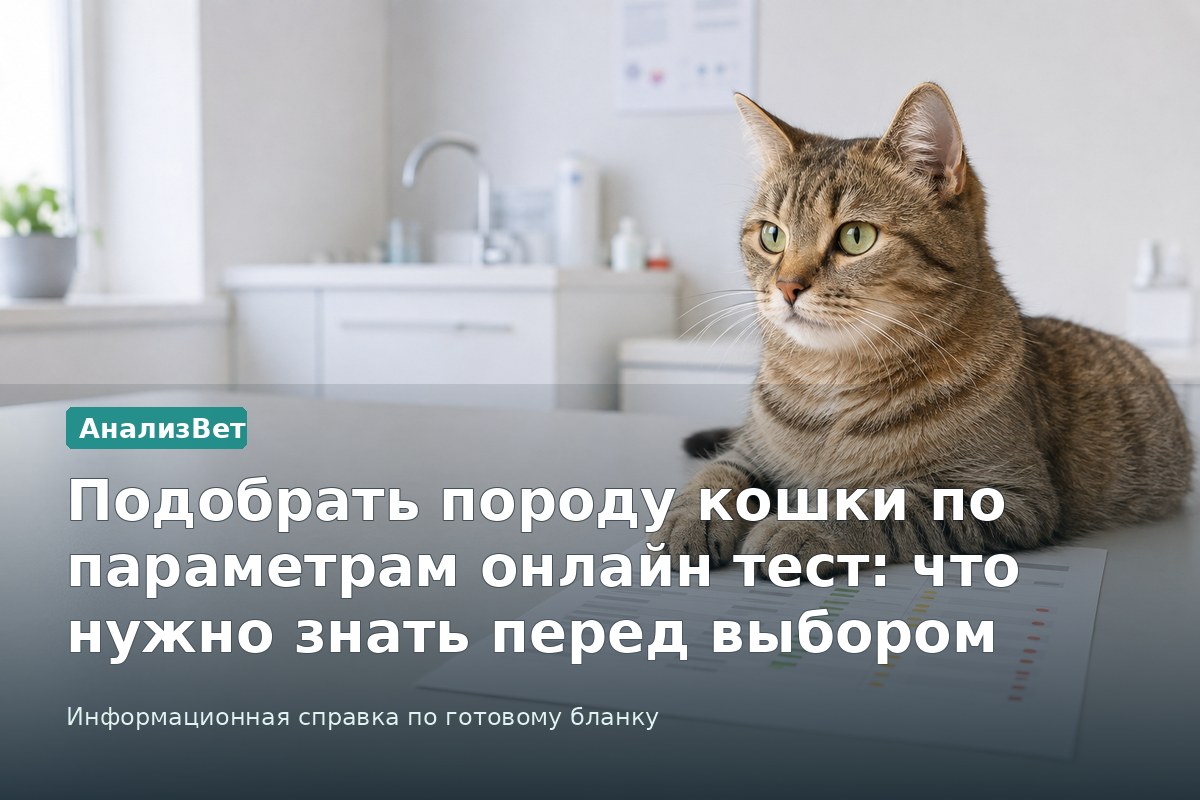 Инфографика АнализВет: Подобрать породу кошки по параметрам онлайн тест: что нужно знать перед выбором