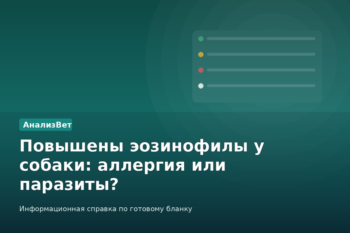 Инфографика АнализВет: Повышены эозинофилы у собаки: аллергия или паразиты?
