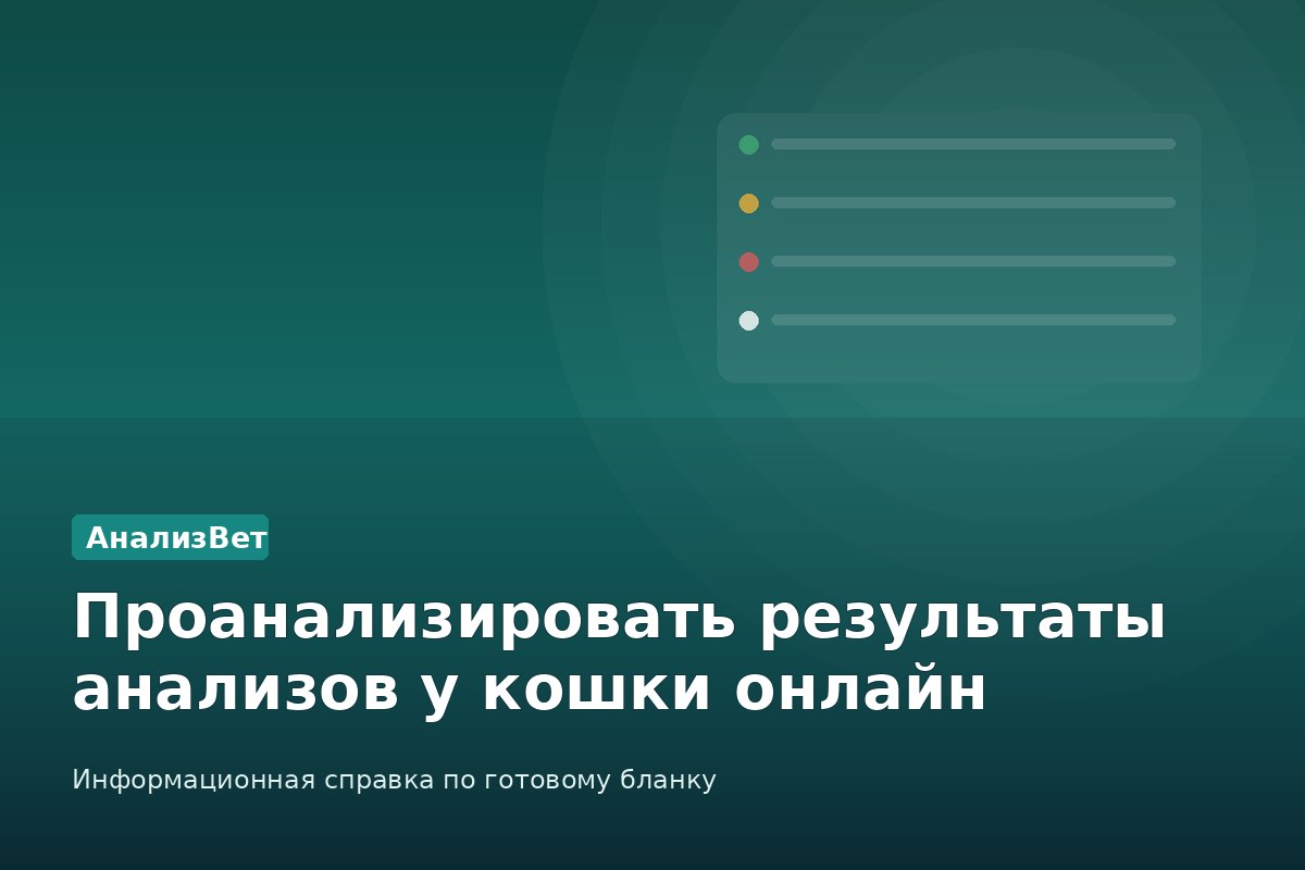 Инфографика АнализВет: Проанализировать результаты анализов у кошки онлайн