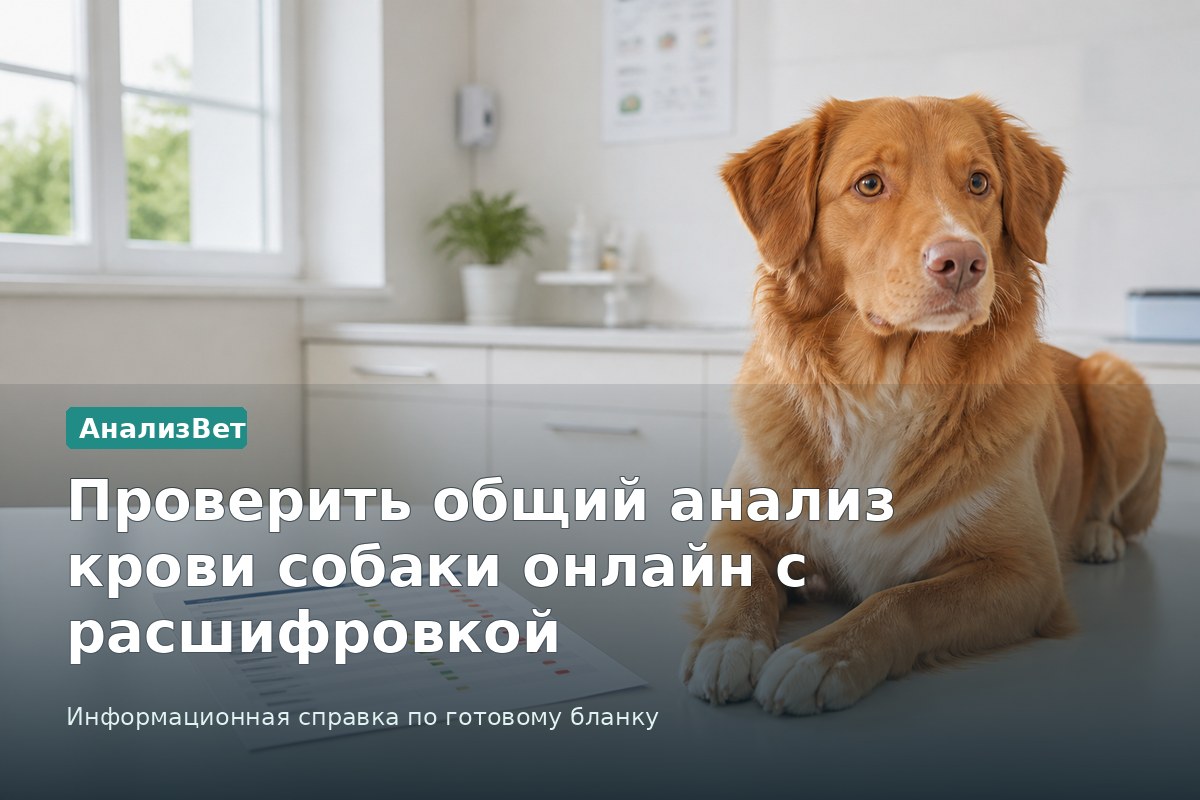 Инфографика АнализВет: Проверить общий анализ крови собаки онлайн с расшифровкой