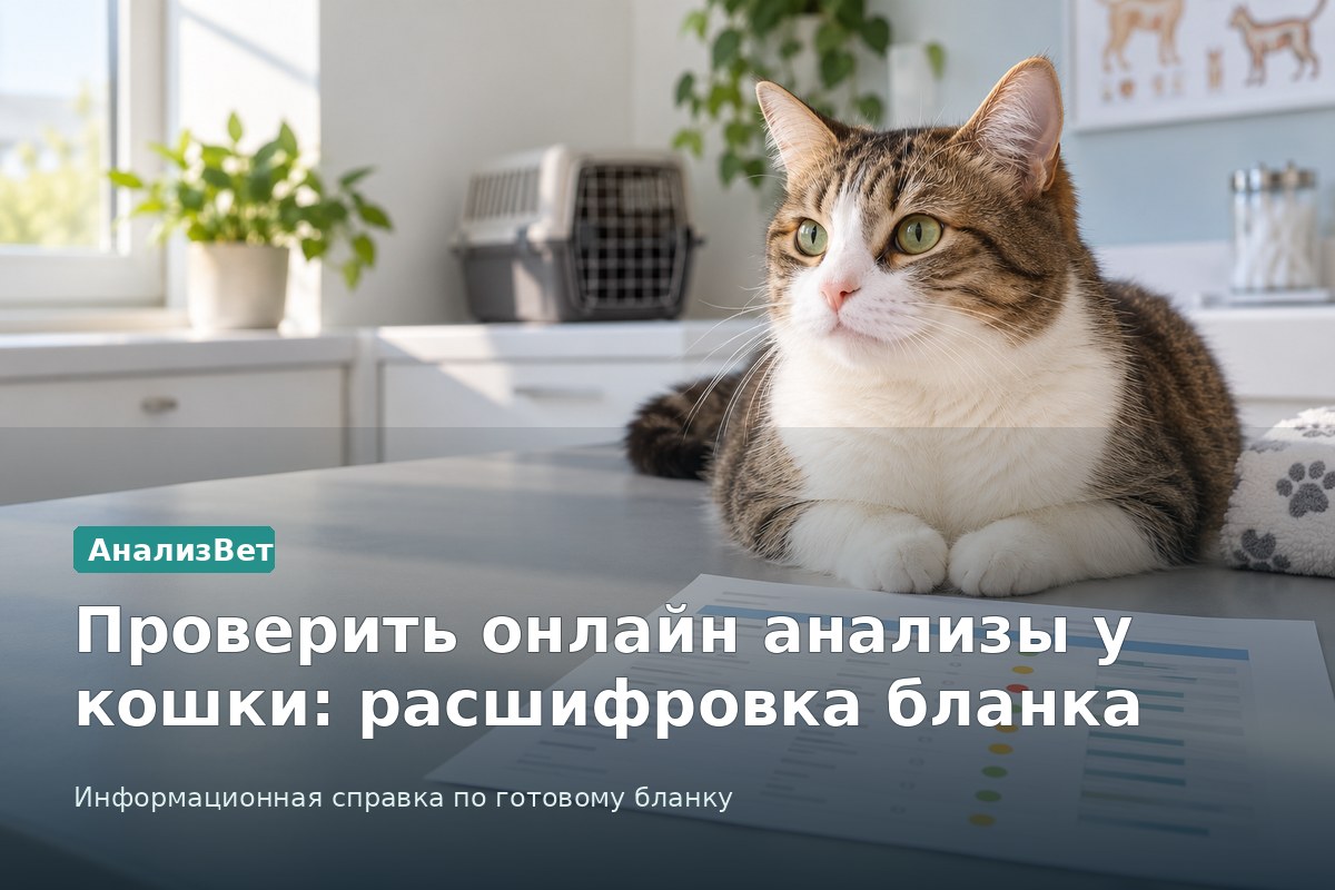 Инфографика АнализВет: Проверить онлайн анализы у кошки: расшифровка бланка