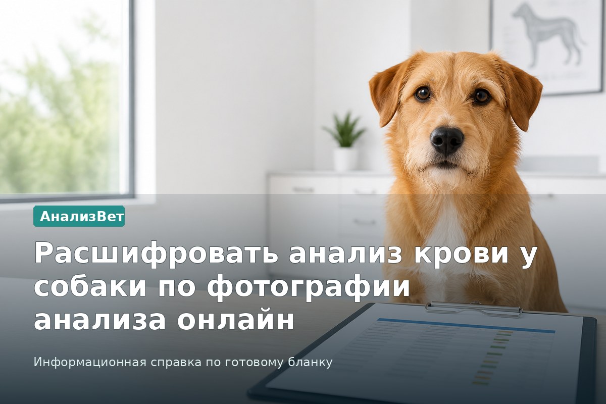 Инфографика АнализВет: Расшифровать анализ крови у собаки по фотографии анализа онлайн