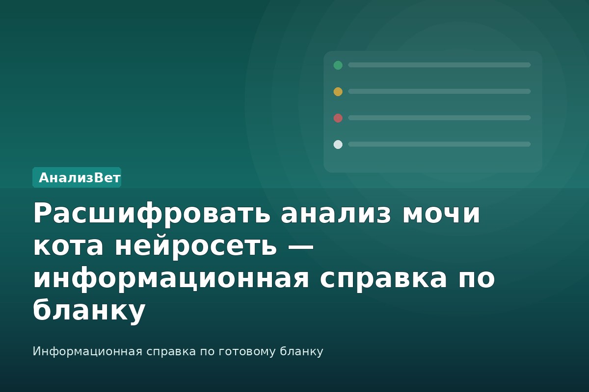 Инфографика АнализВет: Расшифровать анализ мочи кота нейросеть — информационная справка по бланку