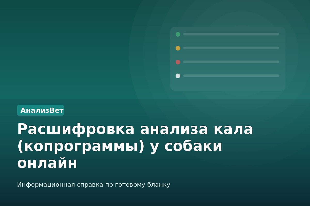 Инфографика АнализВет: Расшифровка анализа кала (копрограммы) у собаки онлайн