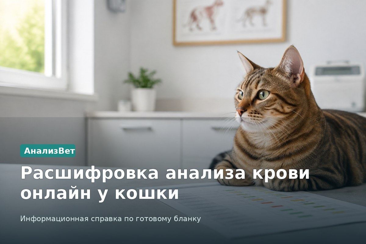 Инфографика АнализВет: Расшифровка анализа крови онлайн у кошки