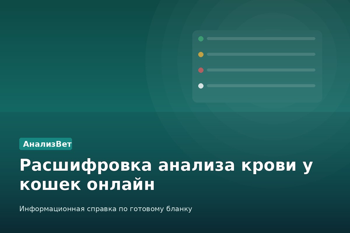 Инфографика АнализВет: Расшифровка анализа крови у кошек онлайн