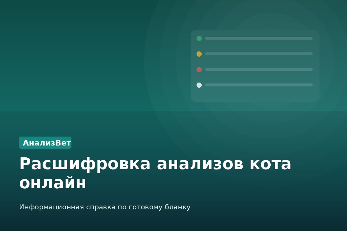 Инфографика АнализВет: Расшифровка анализов кота онлайн