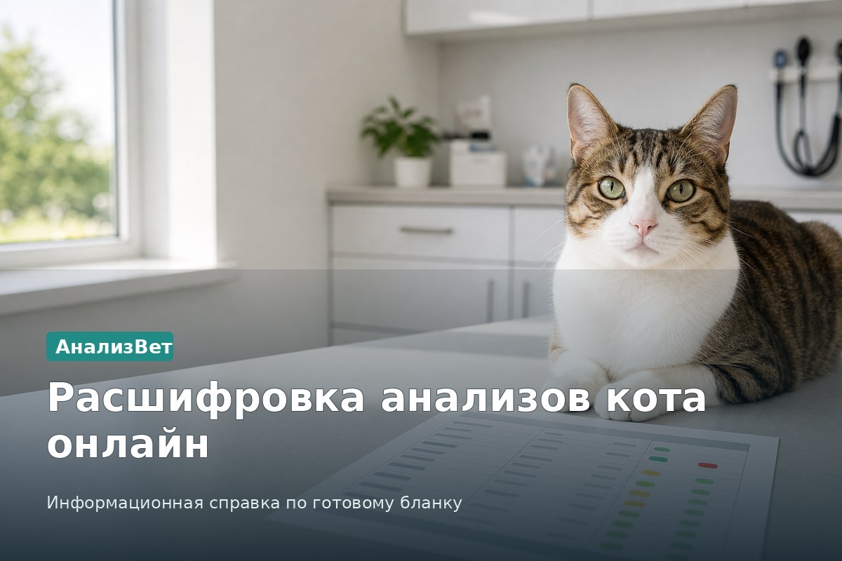 Инфографика АнализВет: Расшифровка анализов кота онлайн