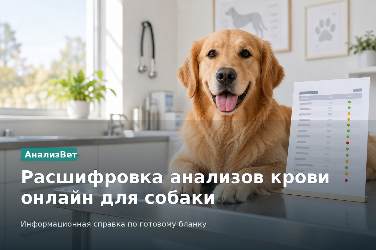Инфографика АнализВет: Расшифровка анализов крови онлайн для собаки