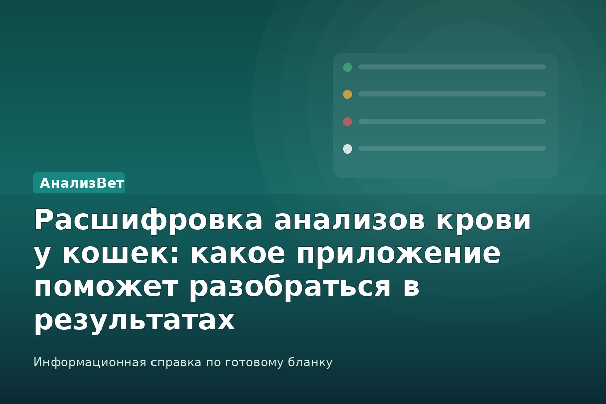 Инфографика АнализВет: Расшифровка анализов крови у кошек: какое приложение поможет разобраться в результатах