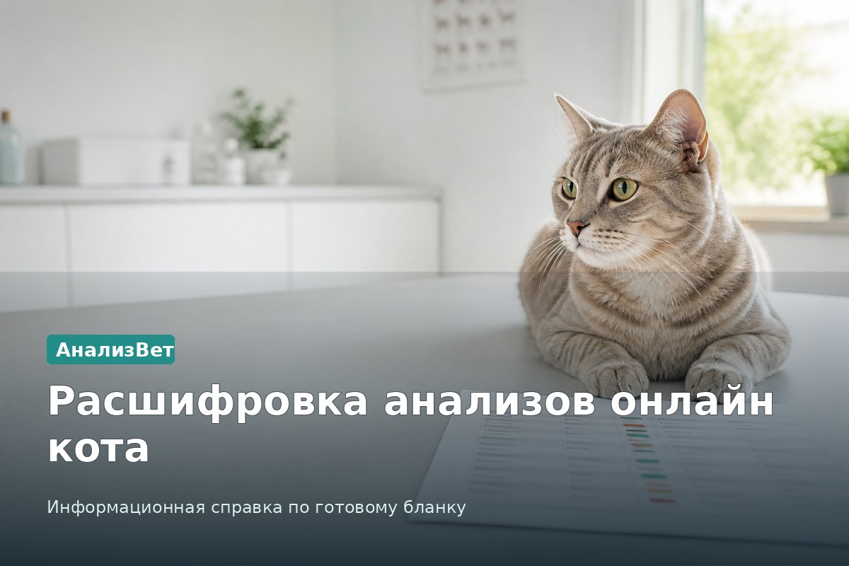 Инфографика АнализВет: Расшифровка анализов онлайн кота