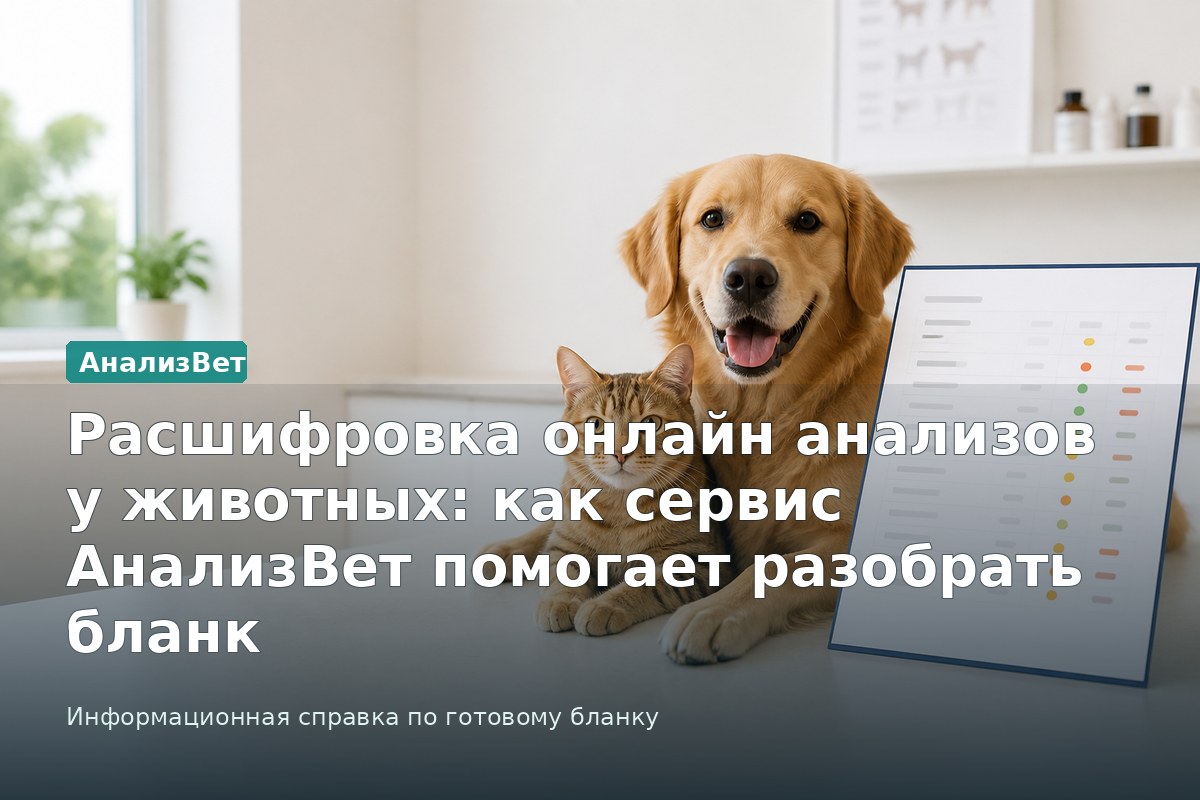 Инфографика АнализВет: Расшифровка онлайн анализов у животных: как сервис АнализВет помогает разобрать бланк